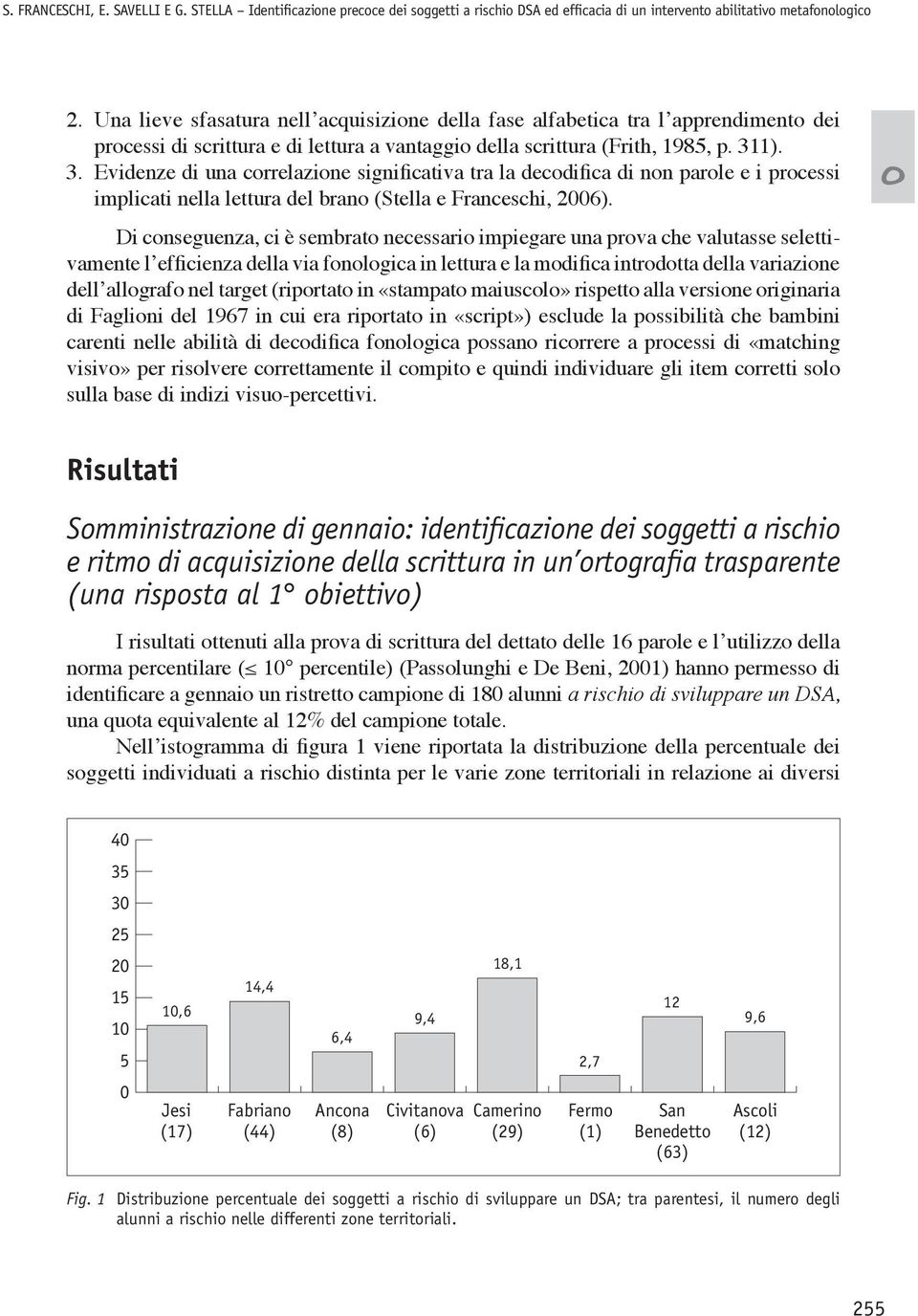 1). 3. Evidenze di una crrelazine significativa tra la decdifica di nn parle e i prcessi implicati nella lettura del bran (Stella e Franceschi, 2006).