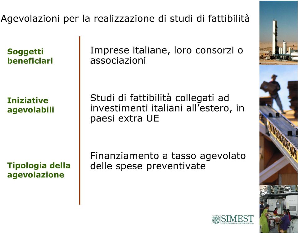 fattibilità collegati ad investimenti italiani all estero, in paesi extra UE
