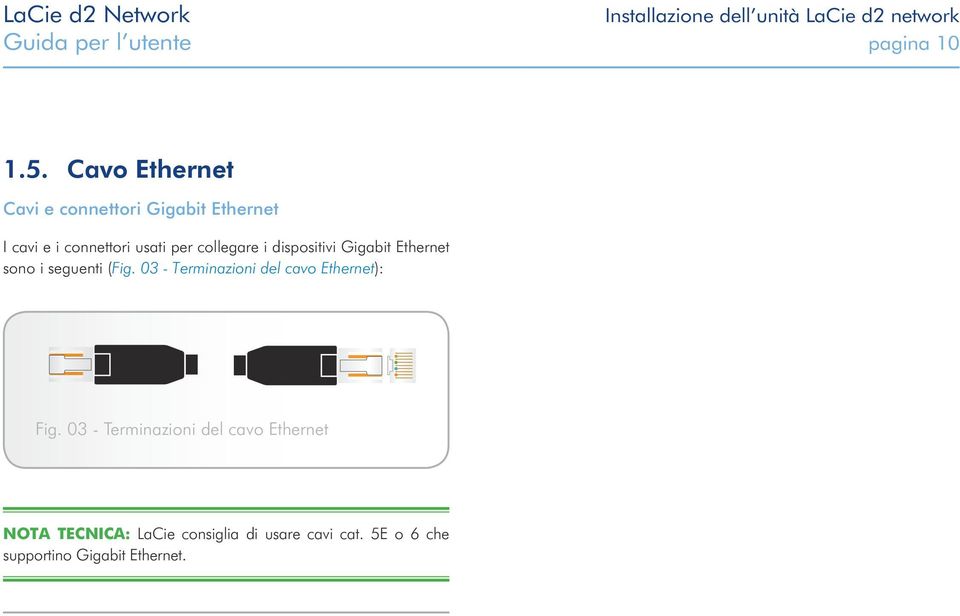 dispositivi Gigabit Ethernet sono i seguenti (Fig. 03 - Terminazioni del cavo Ethernet): Fig.