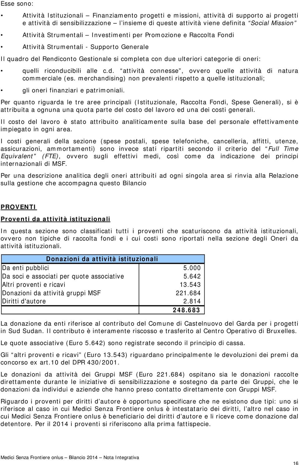 riconducibili alle c.d. attività connesse, ovvero quelle attività di natura commerciale (es. merchandising) non prevalenti rispetto a quelle istituzionali; gli oneri finanziari e patrimoniali.