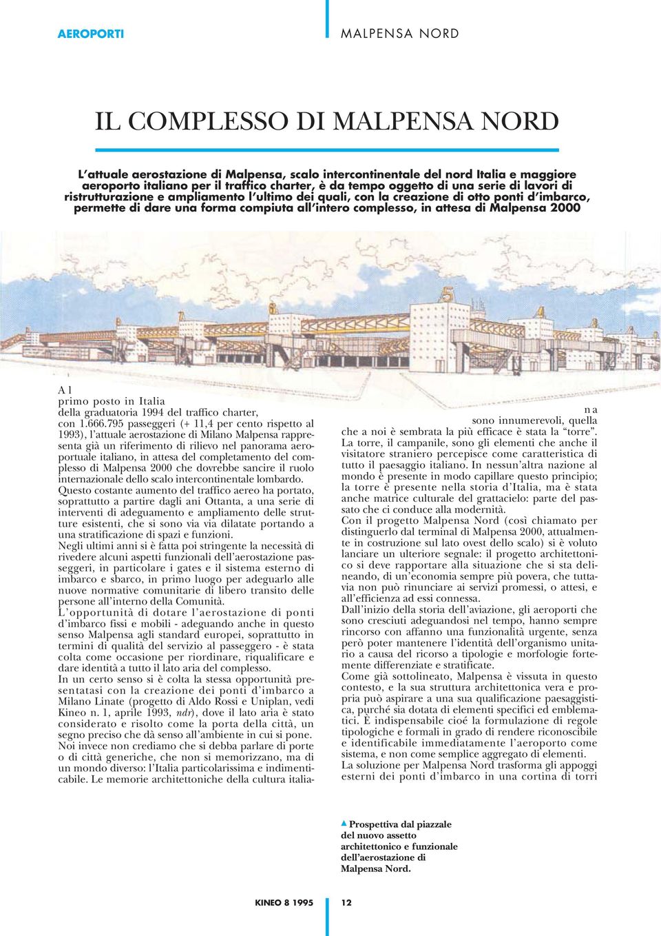 Malpensa 2000 Al primo posto in Italia della graduatoria 1994 del traffico charter, con 1.666.