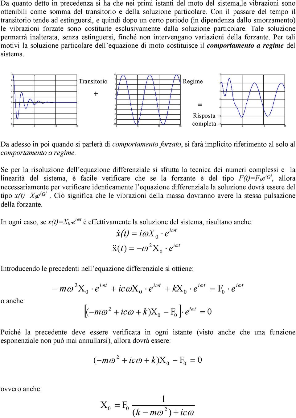 Tale soluzione perarrà inalterata, senza estinguersi, finhé non intervengano variazioni della forzante.