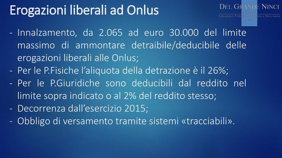 le P.Fisiche l aliquota della detrazione è il 26%; - Per le P.