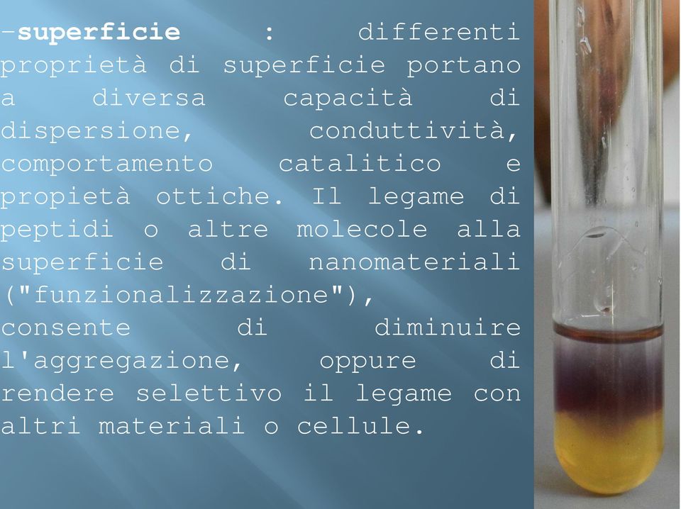 Il legame di eptidi o altre molecole alla uperficie di nanomateriali