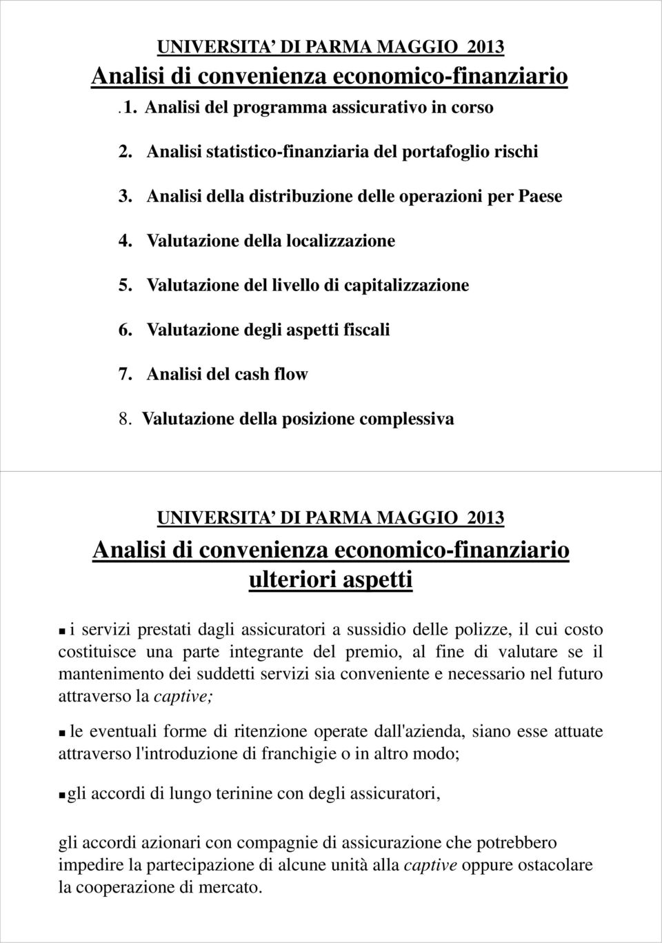 Analisi del cash flow 8.