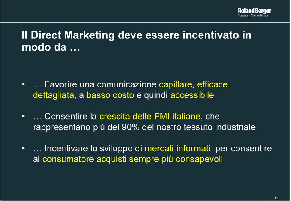 crescita delle PMI italiane, che rappresentano più del 90% del nostro tessuto industriale