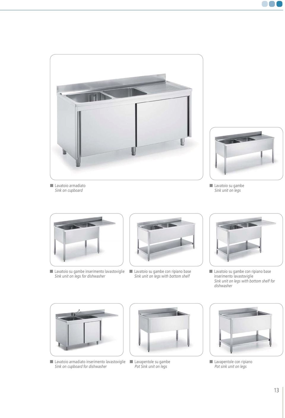 ripiano base inserimento lavastoviglie Sink unit on legs with bottom shelf for dishwasher n Lavatoio armadiato inserimento