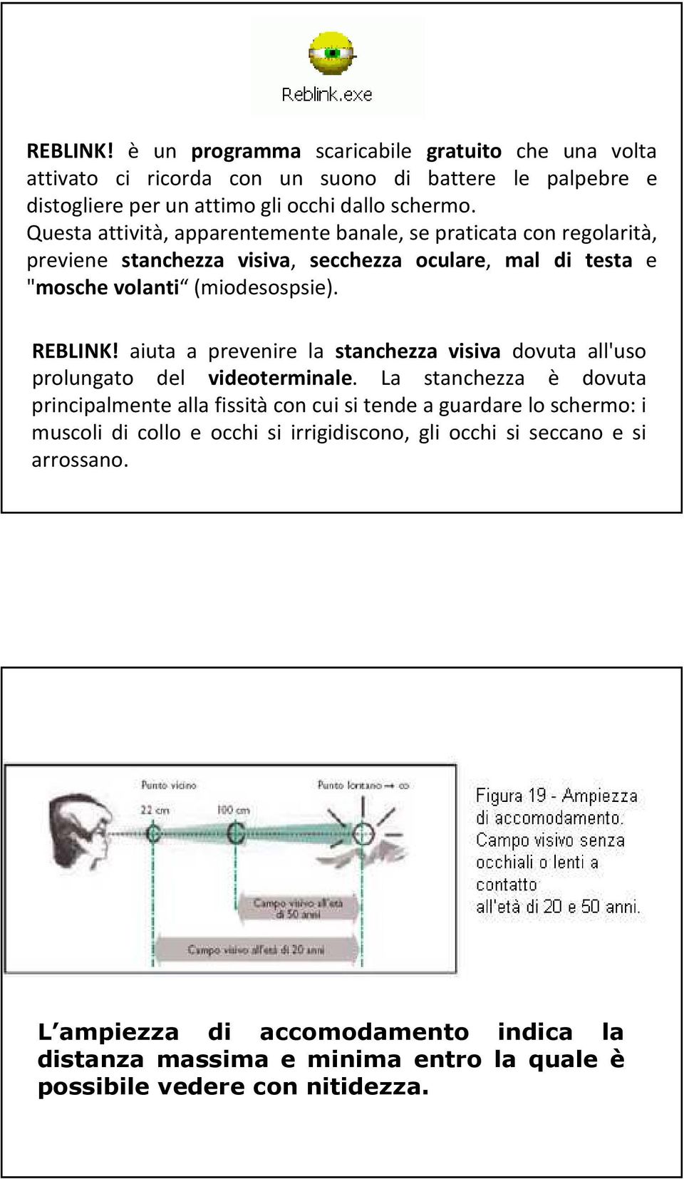 aiuta a prevenire la stanchezza visiva dovuta all'uso prolungato del videoterminale.