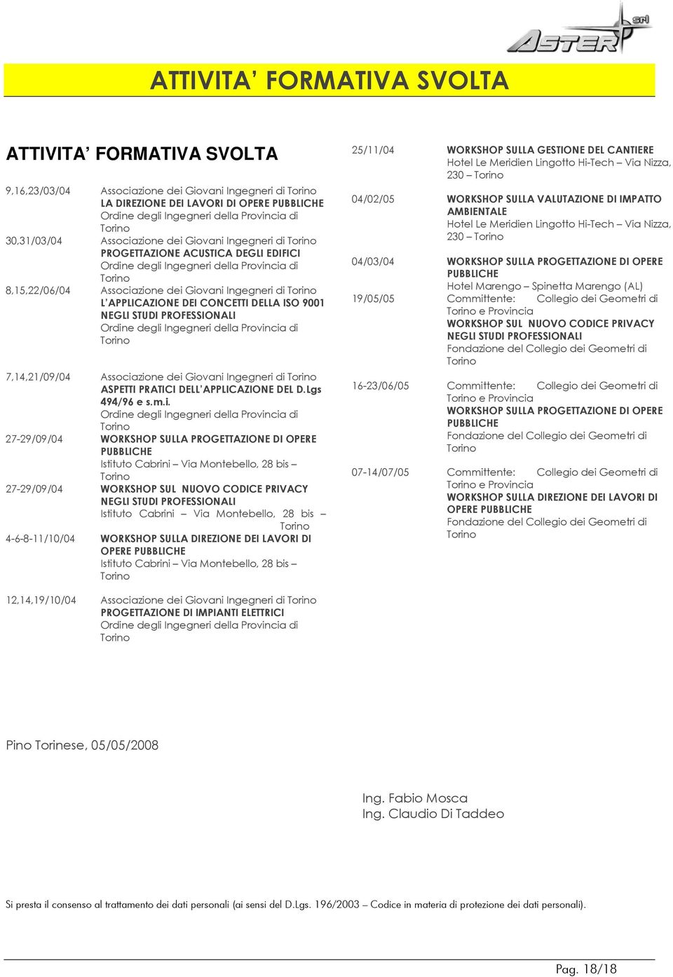 CONCETTI DELLA ISO 9001 NEGLI STUDI PROFESSIONALI Ordine degli Ingegneri della Provincia di 7,14,21/09/04 Associazione dei Giovani Ingegneri di ASPETTI PRATICI DELL APPLICAZIONE DEL D.Lgs 494/96 e s.