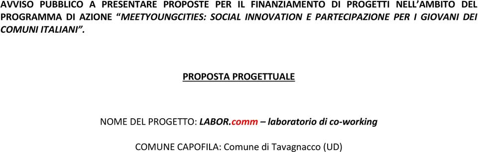 PARTECIPAZIONE PER I GIOVANI DEI COMUNI ITALIANI.