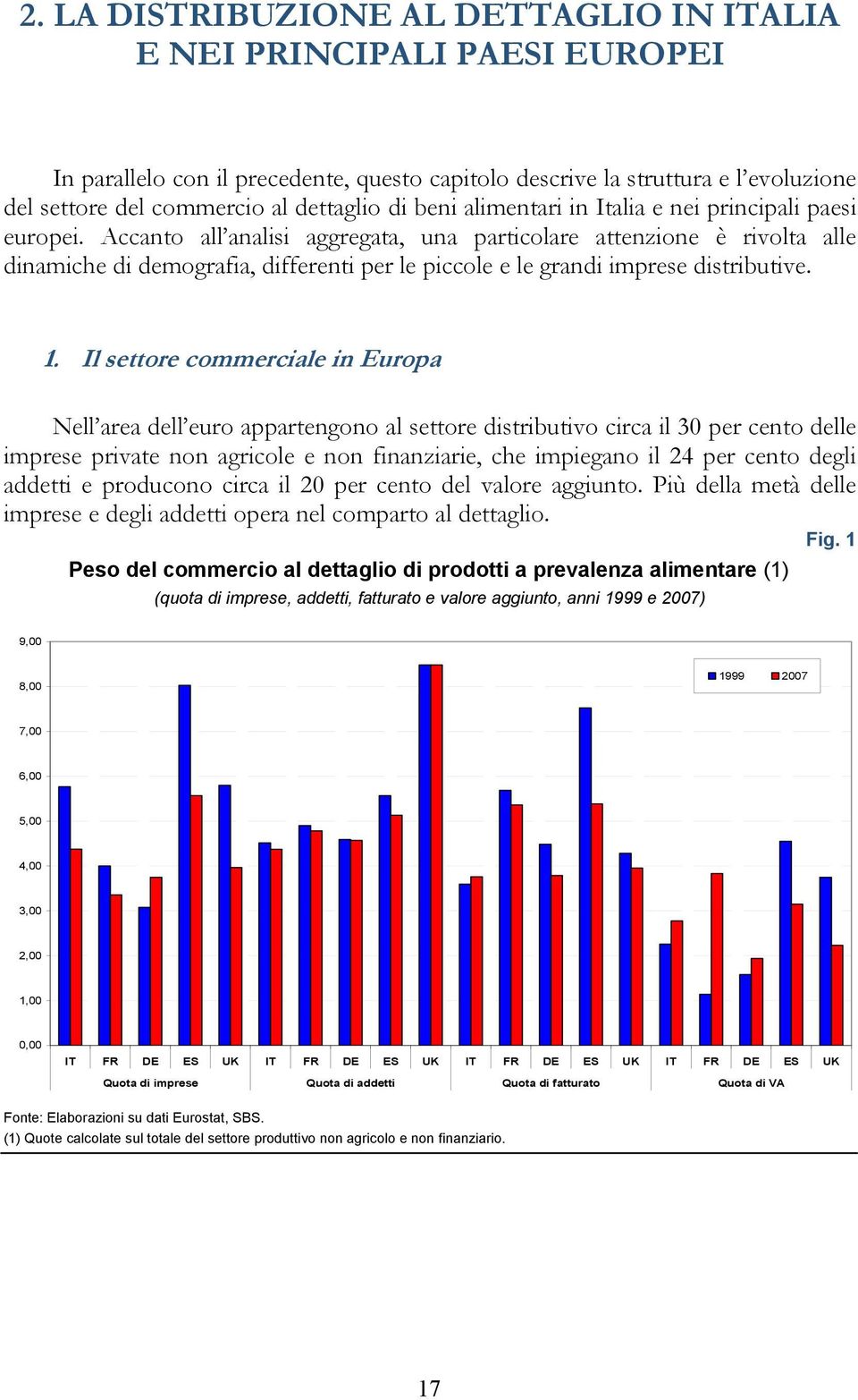 1. Il seore commerciale in Europa Nell area dell euro apparengono al seore disribuivo circa il 30 per ceno delle imprese privae non agricole e non finanziarie, che impiegano il 24 per ceno degli