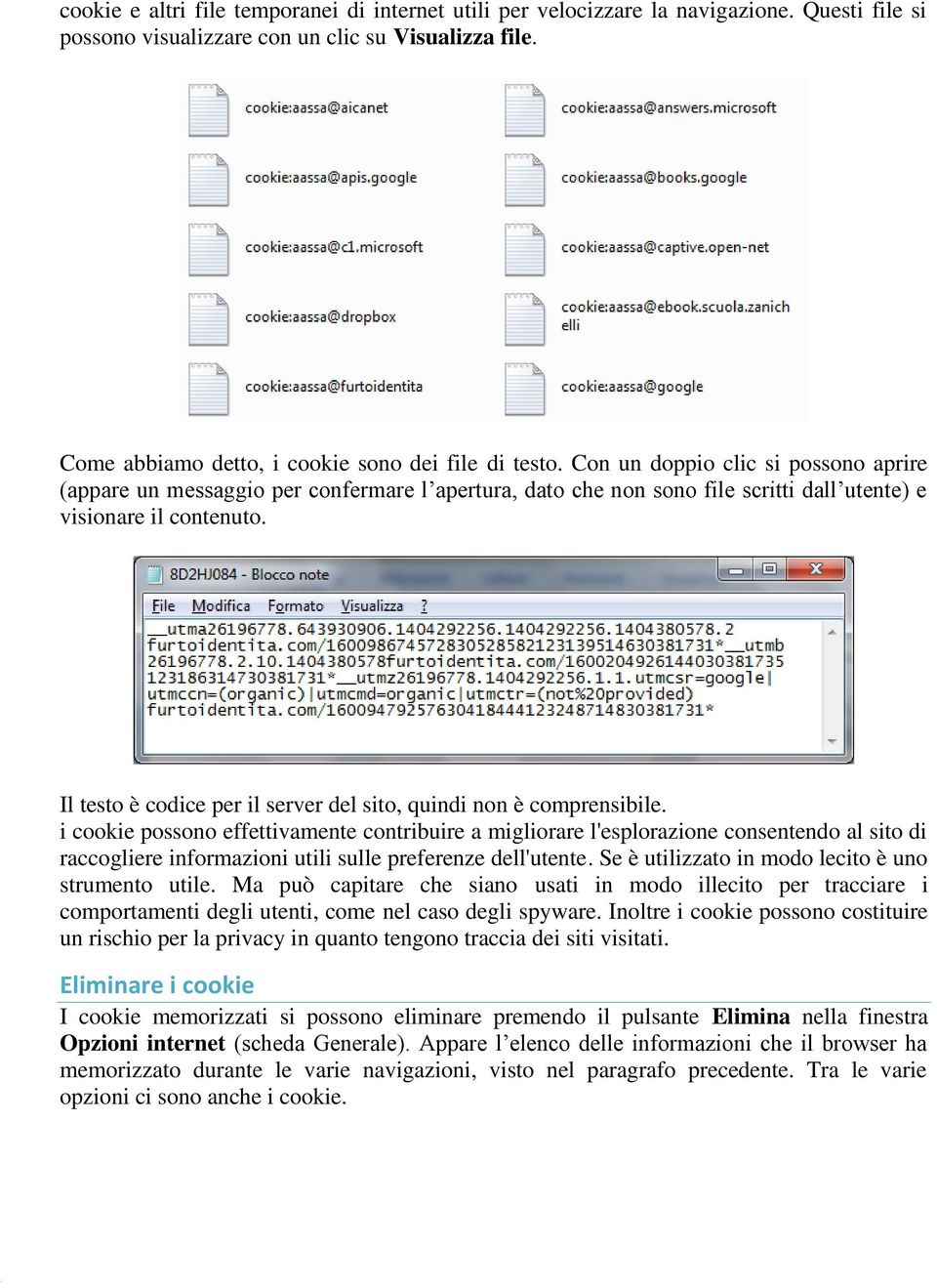 Con un doppio clic si possono aprire (appare un messaggio per confermare l apertura, dato che non sono file scritti dall utente) e visionare il contenuto.