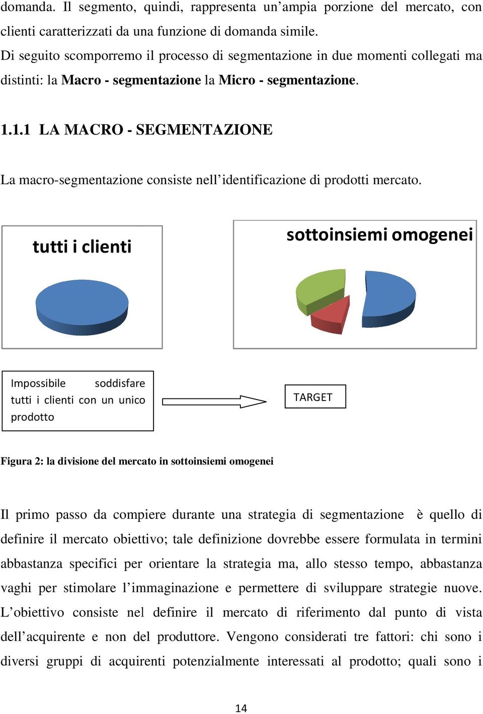 1.1 LA MACRO - SEGMENTAZIONE La macro-segmentazione consiste nell identificazione di prodotti mercato.