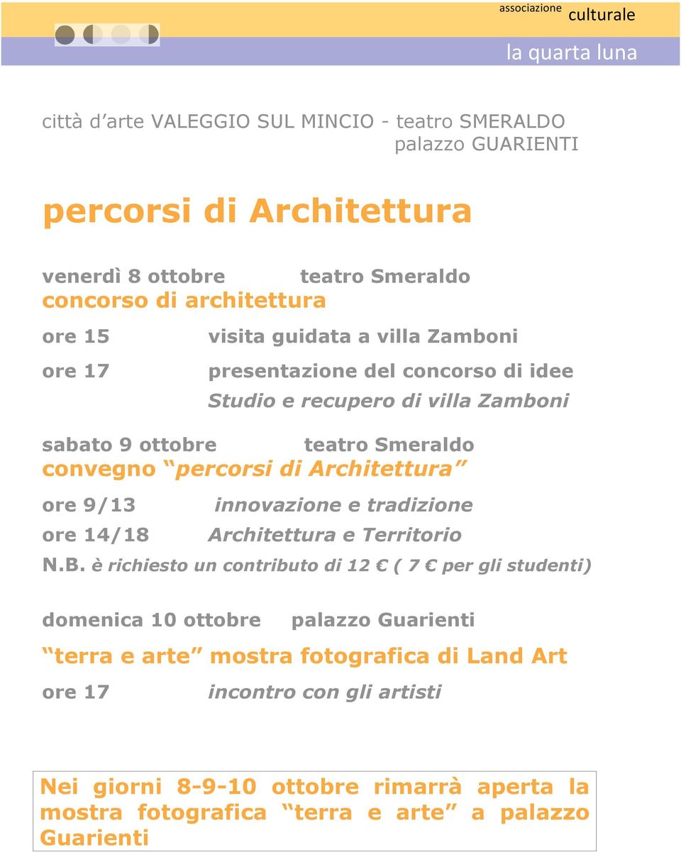 innovazione e tradizione ore 14/18 Architettura e Territorio N.B.