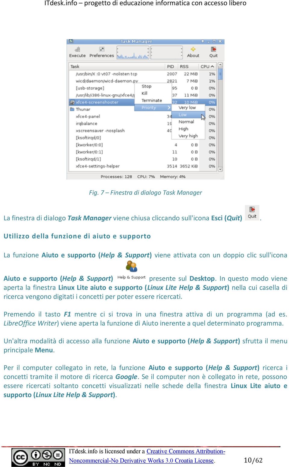 In questo modo viene aperta la finestra Linux Lite aiuto e supporto (Linux Lite Help & Support) nella cui casella di ricerca vengono digitati i concetti per poter essere ricercati.