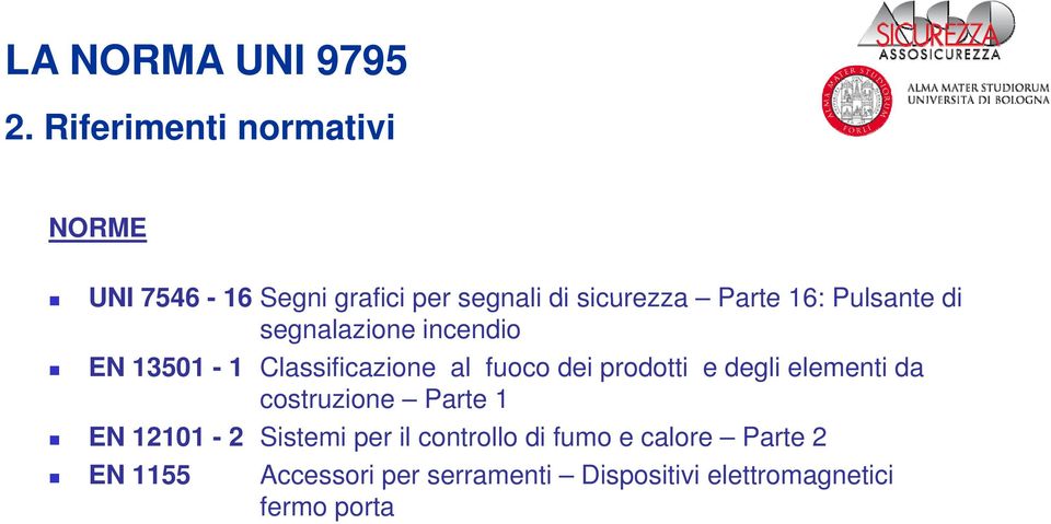 e degli elementi da costruzione Parte 1 EN 12101-2 Sistemi per il controllo di fumo e