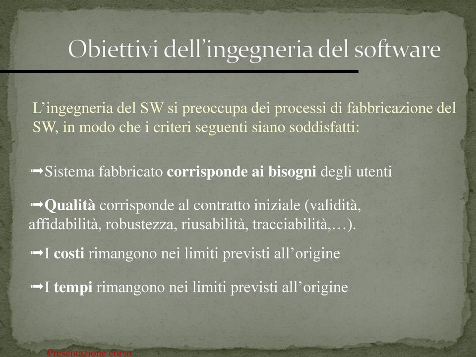 corrisponde al contratto iniziale (validità, affidabilità, robustezza, riusabilità,