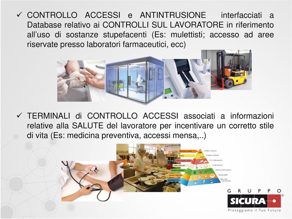 laboratori farmaceutici, ecc) TERMINALI di CONTROLLO ACCESSI associati a informazioni relative alla