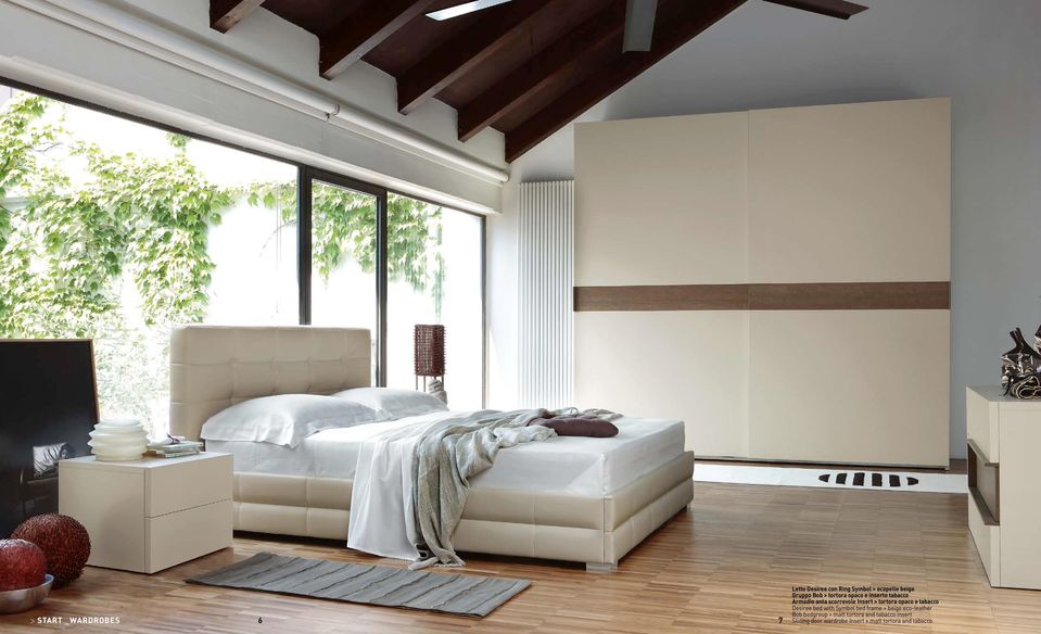 Desiree bed with Symbol bed frame > beige eco-leather Bob bedgroup > matt