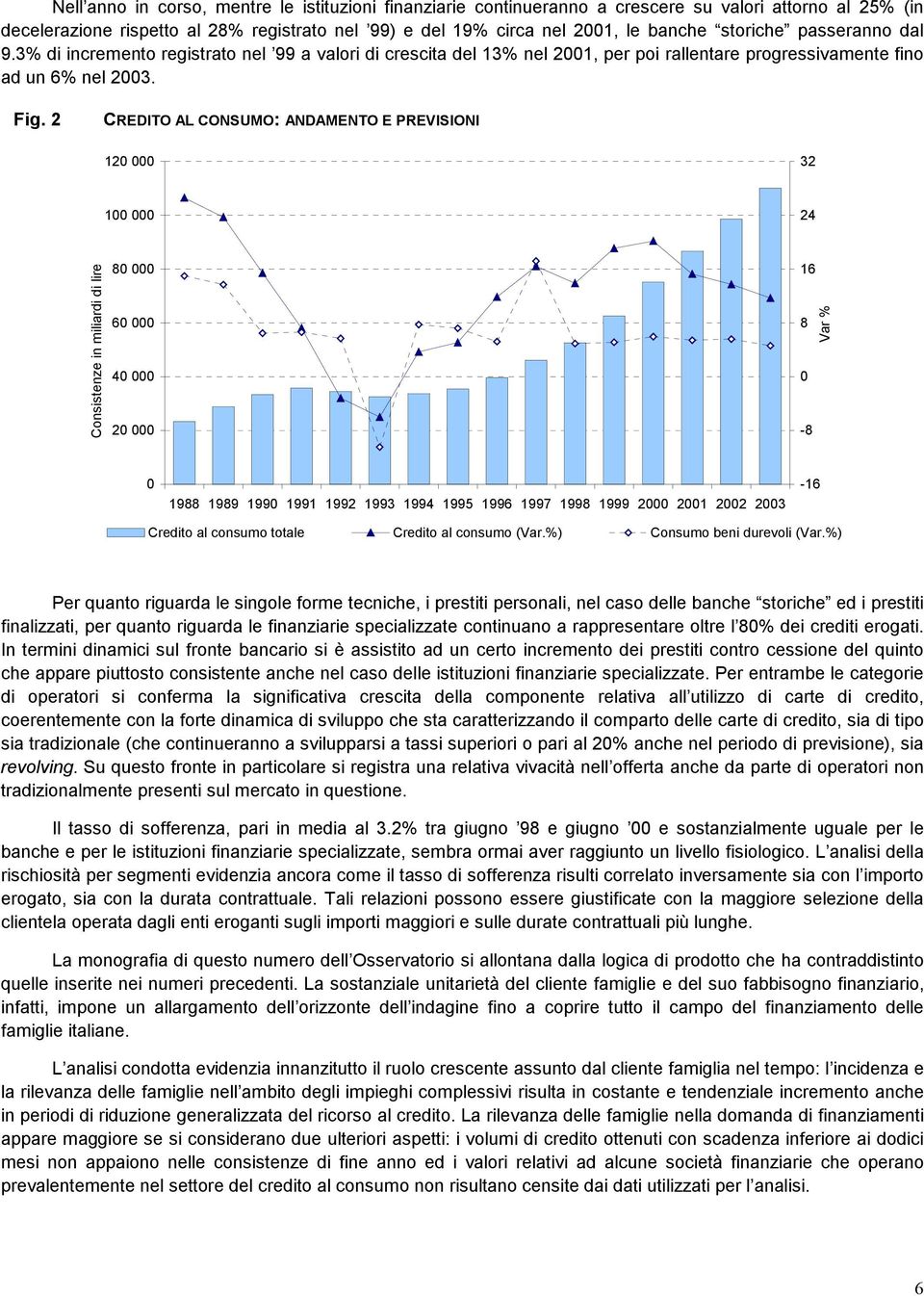 2 CREDITO AL CONSUMO: ANDAMENTO E PREVISIONI 120 000 32 100 000 24 Consistenze in miliardi di lire 80 000 60 000 40 000 20 000 16 8 0-8 Var % 0 1988 1989 1990 1991 1992 1993 1994 1995 1996 1997 1998