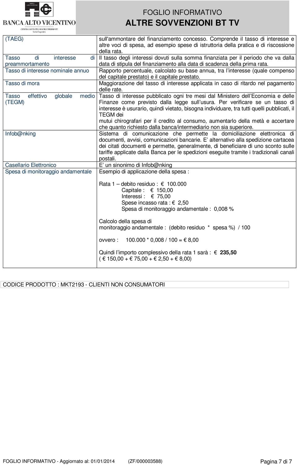 Il tasso degli interessi dovuti sulla somma finanziata per il periodo che va dalla data di stipula del finanziamento alla data di scadenza della prima rata.