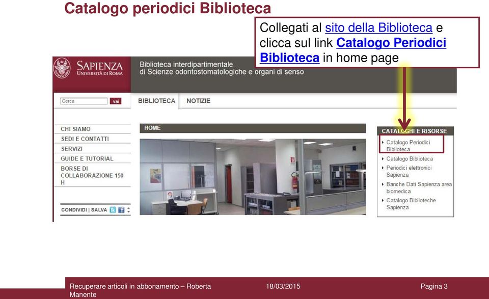 Biblioteca e clicca sul link