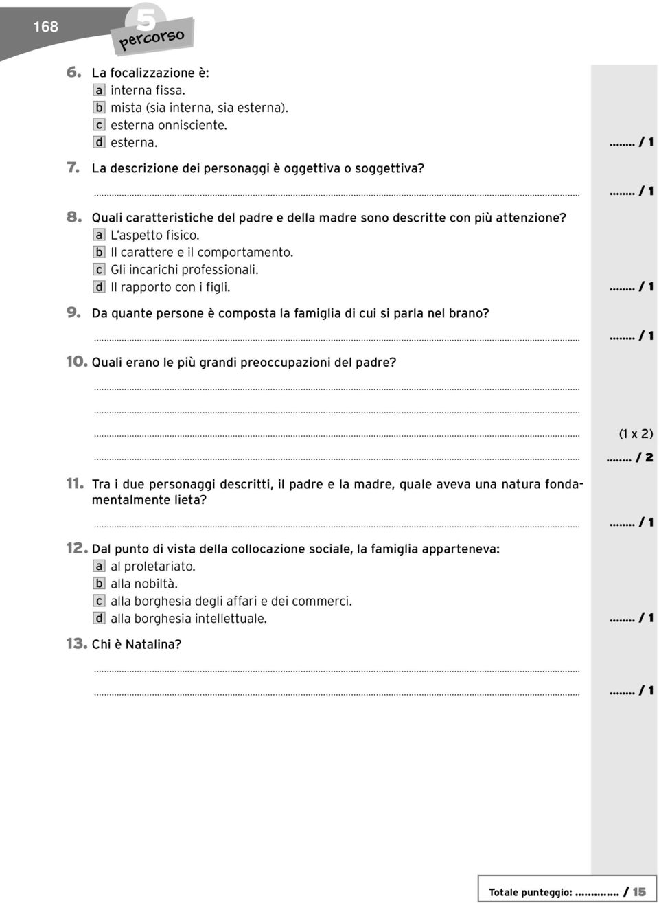 Da quante persone è composta la famiglia di cui si parla nel brano? 10. Quali erano le più grandi preoccupazioni del padre? (1 x 2)... / 2 11.