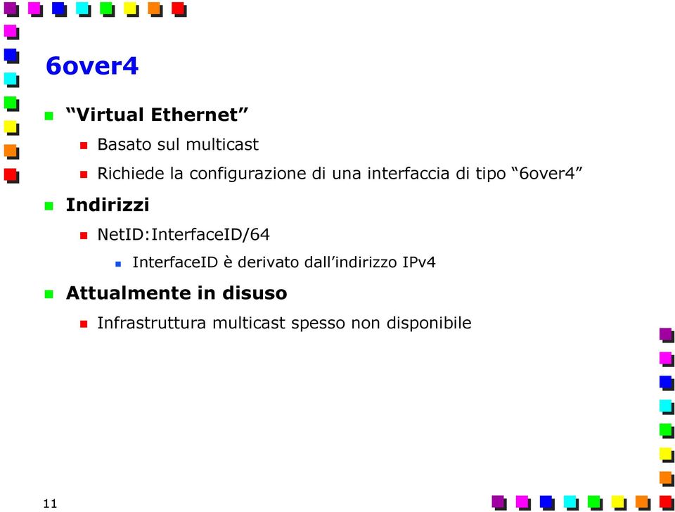 NetID:InterfaceID/64 InterfaceID è derivato dall indirizzo