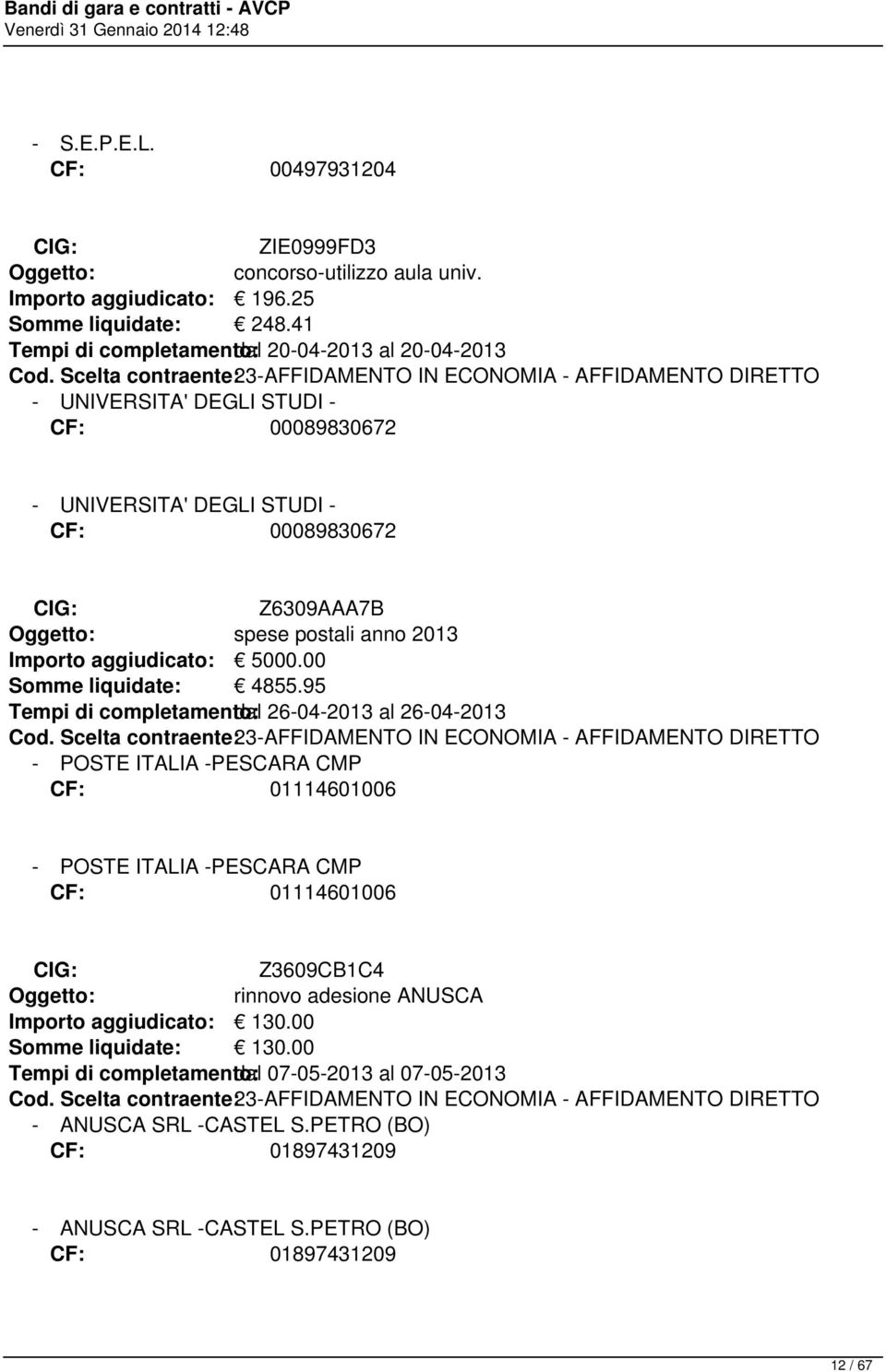 Importo aggiudicato: 5000.00 Somme liquidate: 4855.