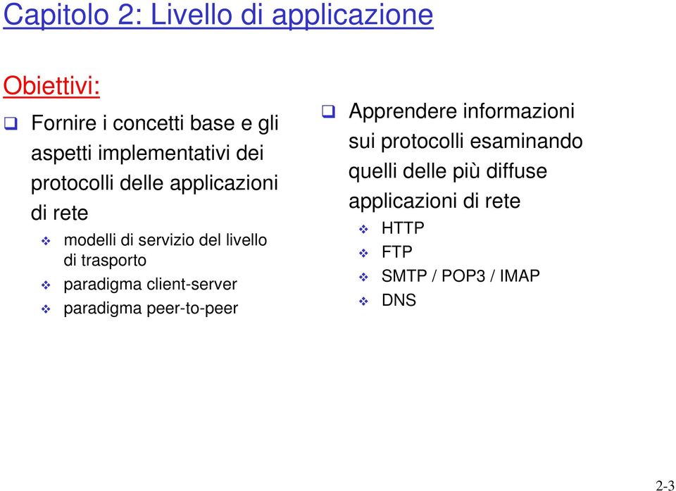 trasporto paradigma client-server paradigma peer-to-peer Apprendere informazioni sui