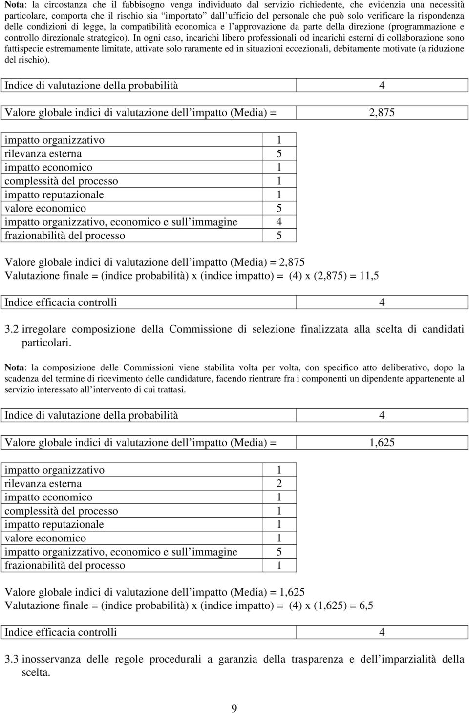 In ogni caso, incarichi libero professionali od incarichi esterni di collaborazione sono fattispecie estremamente limitate, attivate solo raramente ed in situazioni eccezionali, debitamente motivate