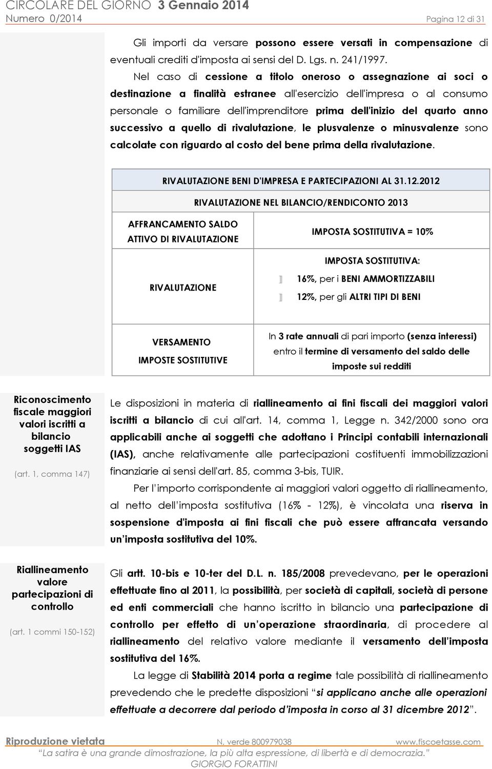 quarto anno successivo a quello di rivalutazione, le plusvalenze o minusvalenze sono calcolate con riguardo al costo del bene prima della rivalutazione.