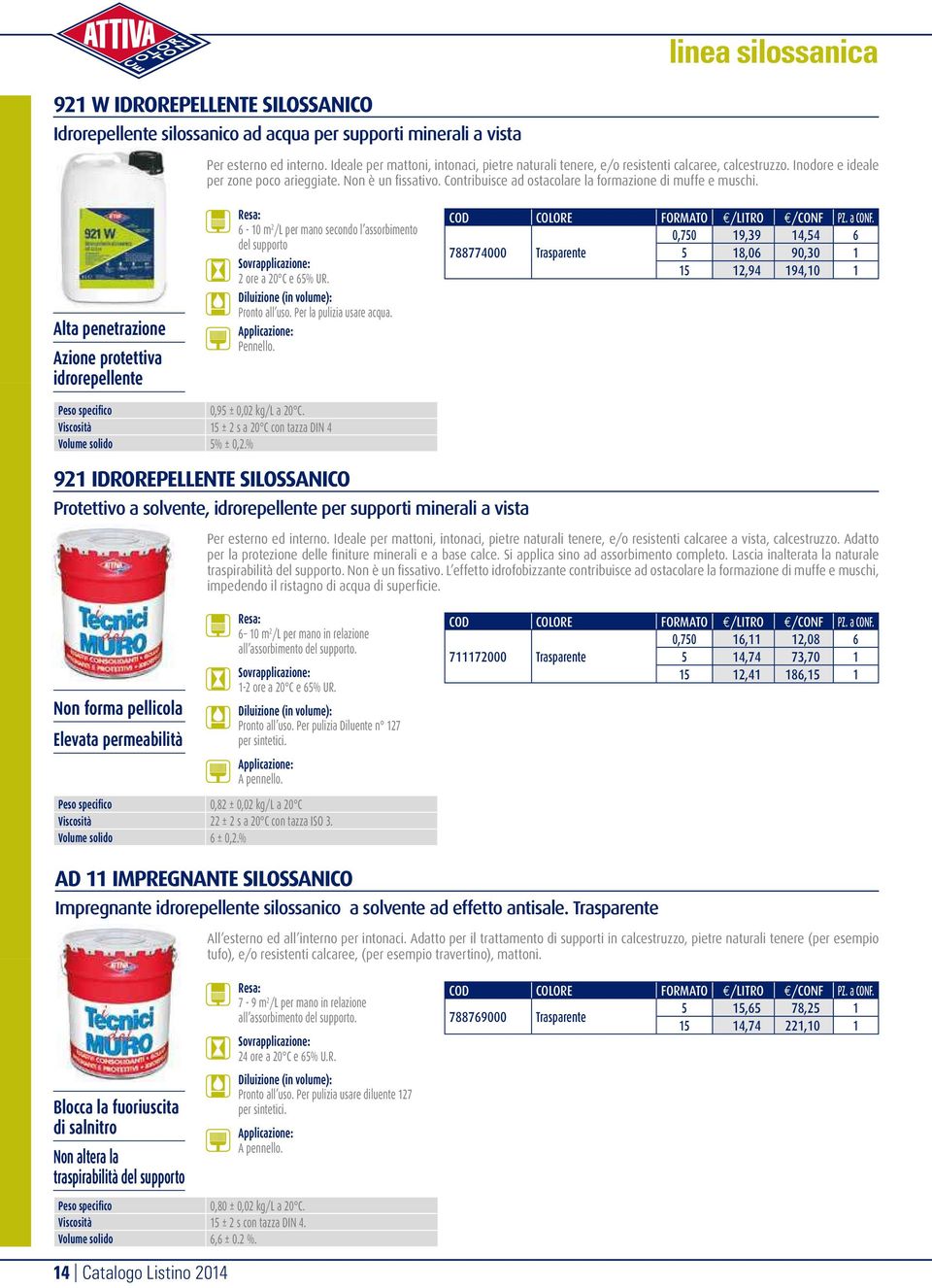 Contribuisce ad ostacolare la formazione di muffe e muschi. Alta penetrazione Azione protettiva idrorepellente 6-10 m 2 /L per mano secondo l assorbimento del supporto 2 ore a 20 C e 65% UR.