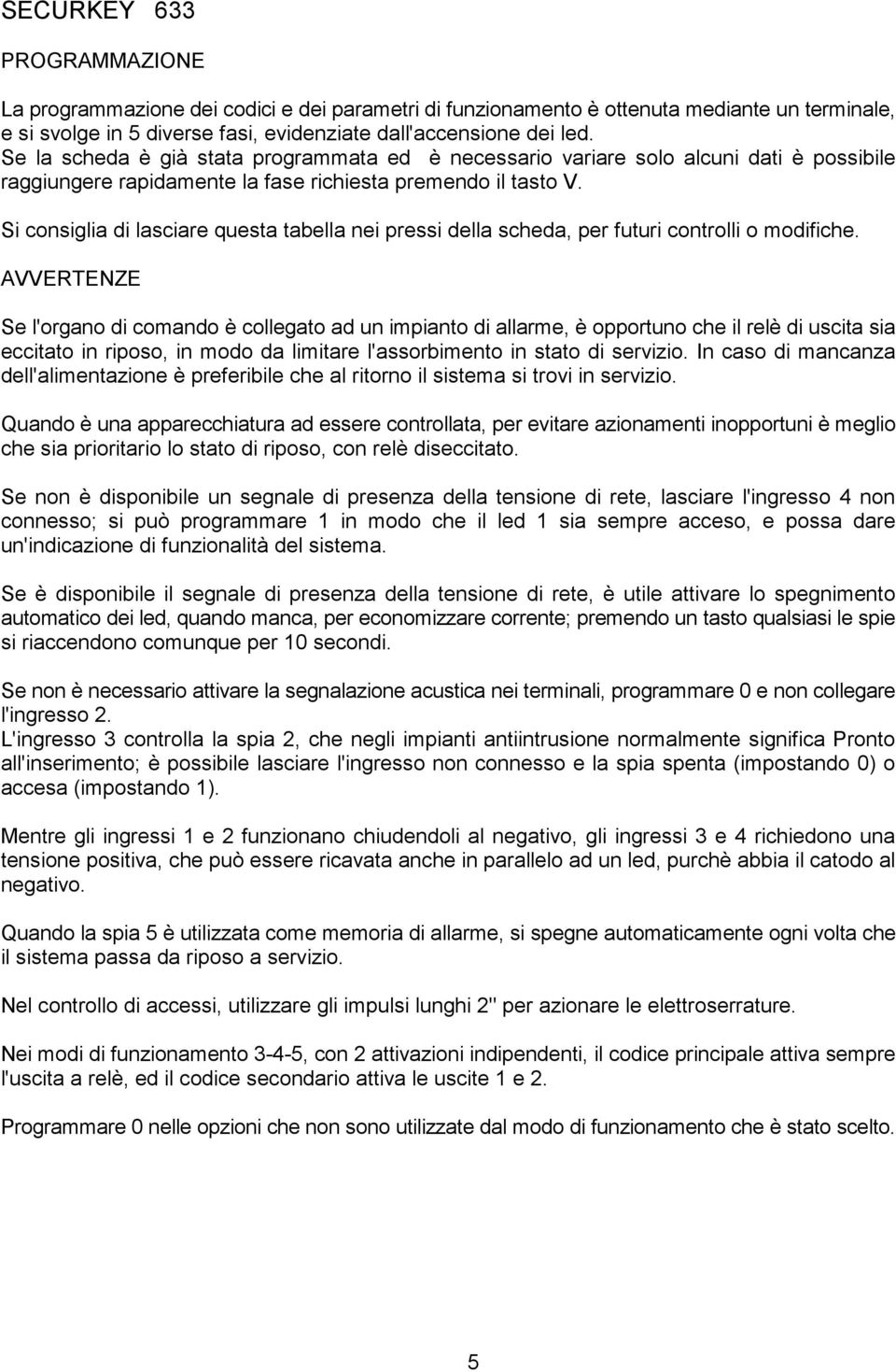 Si consiglia di lasciare questa tabella nei pressi della scheda, per futuri controlli o modifiche.