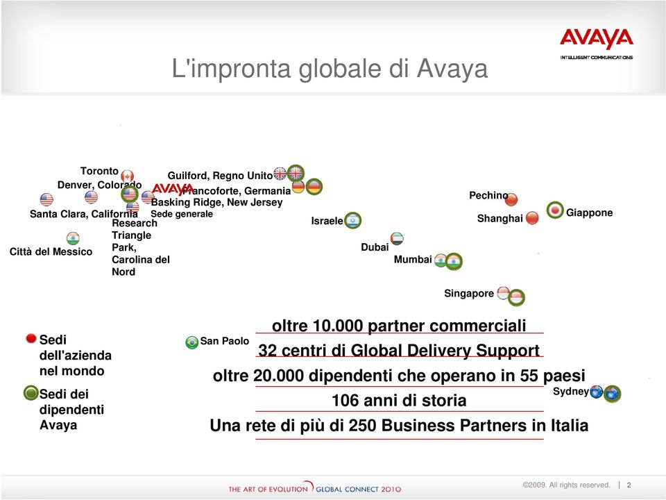 Sedi dell'azienda nel mondo Sedi dei dipendenti Avaya San Paolo oltre 10.