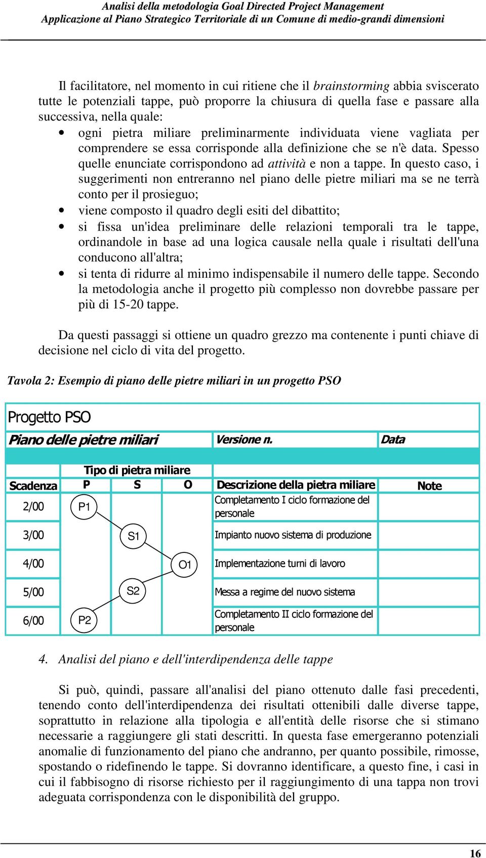 vagliata per comprendere se essa corrisponde alla definizione che se n'è data. Spesso quelle enunciate corrispondono ad attività e non a tappe.