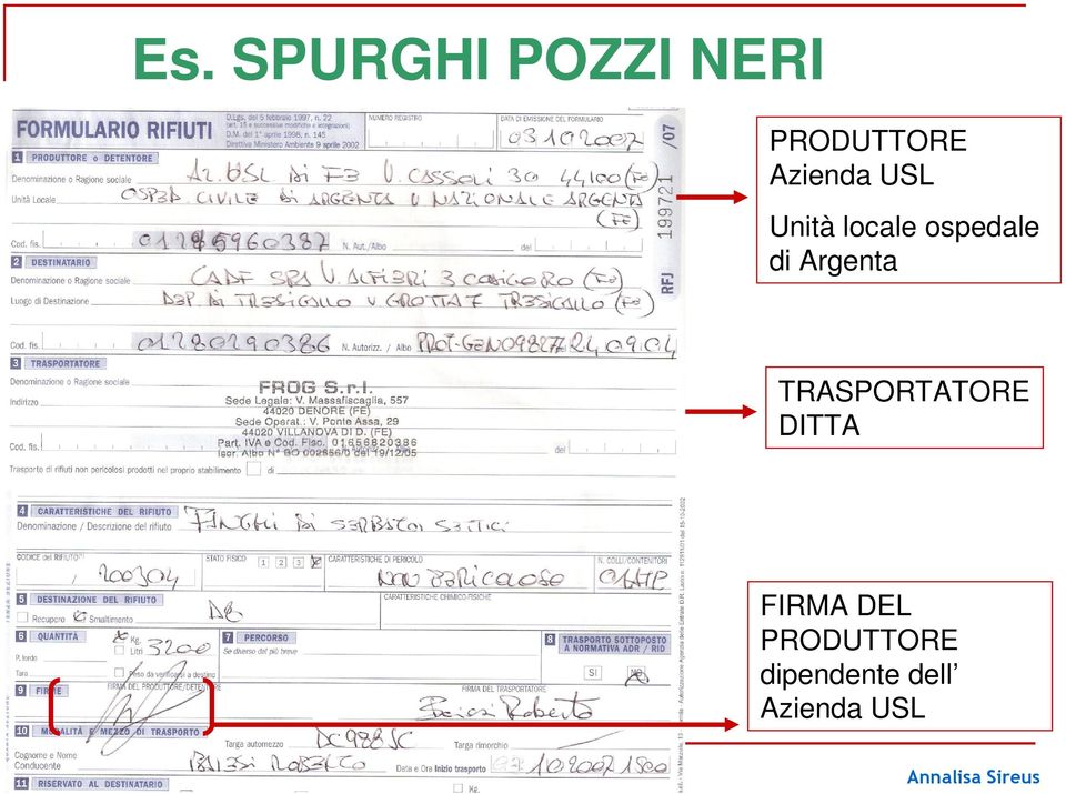 Argenta TRASPORTATORE DITTA FIRMA DEL