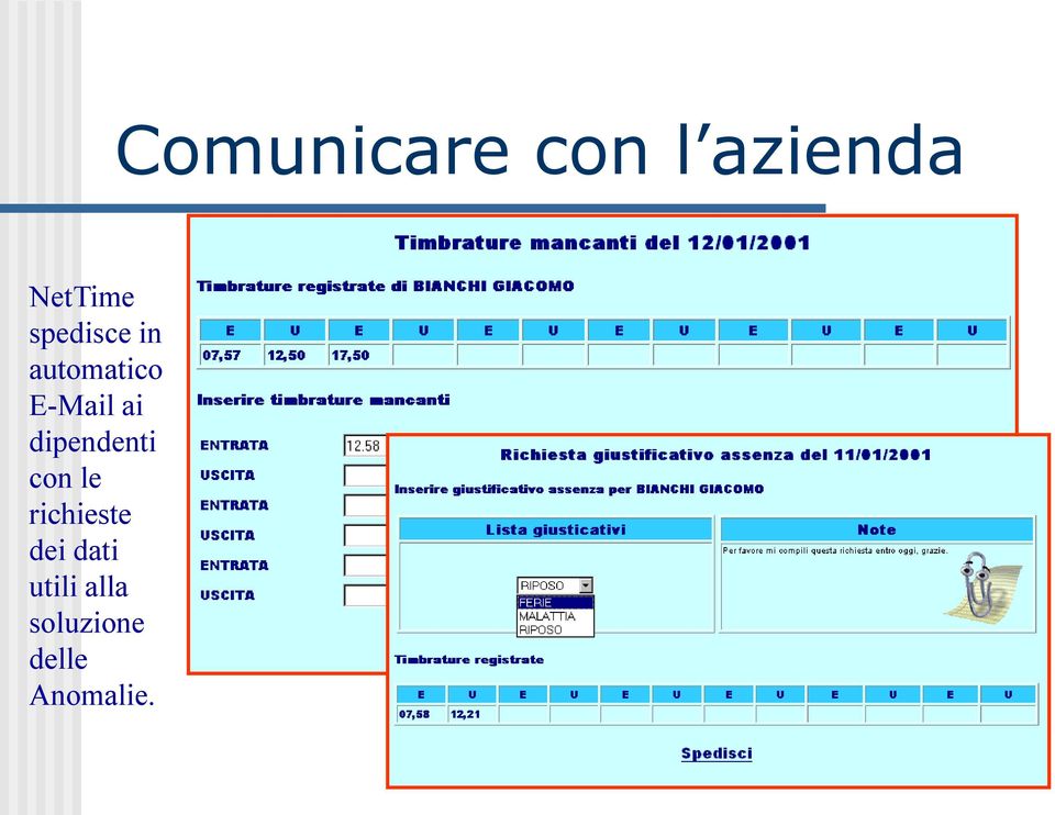 richieste dei dati utili alla