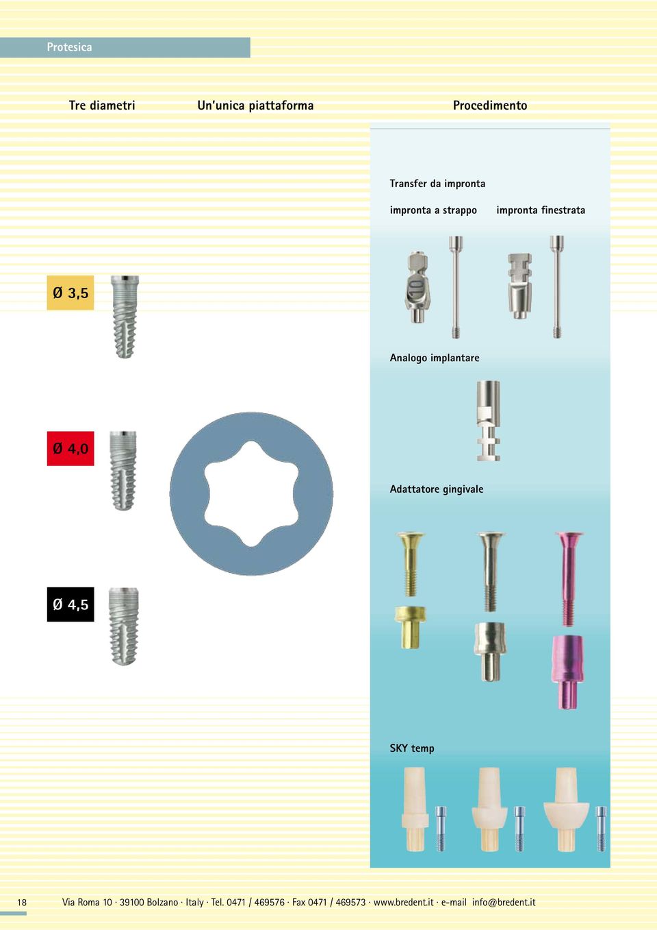 Ø 4,0 Adattatore gingivale Ø 4,5 SKY temp 18 Via Roma 10 39100 Bolzano