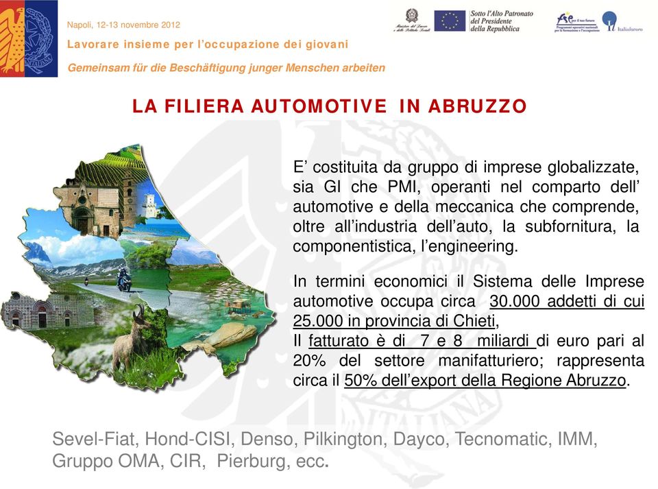 In termini economici il Sistema delle Imprese automotive occupa circa 30.000 addetti di cui 25.