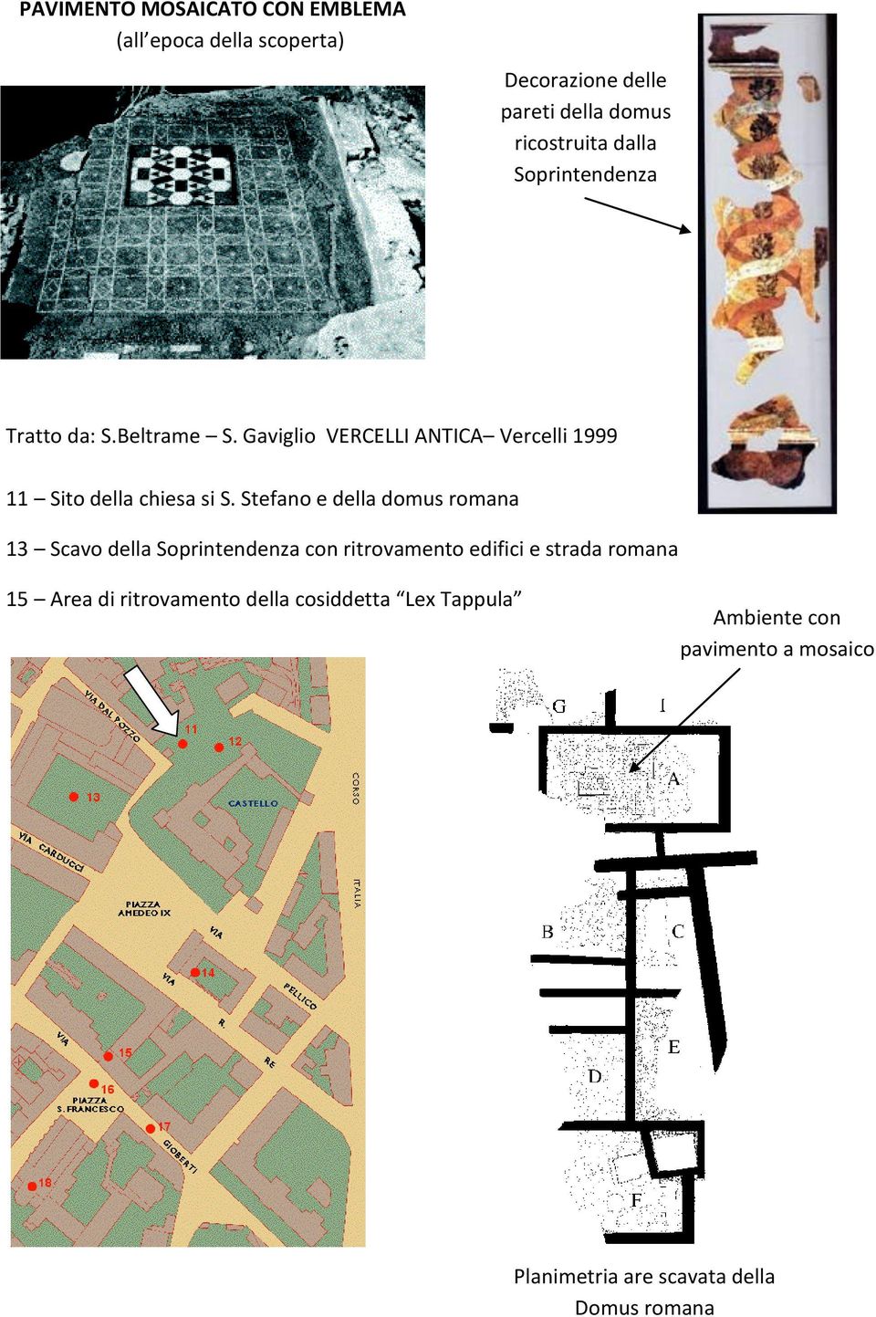 Stefano e della domus romana 13 Scavo della Soprintendenza con ritrovamento edifici e strada romana 15 Area di