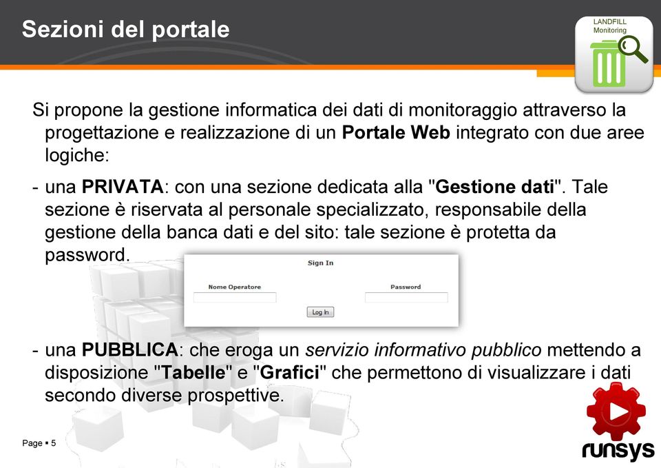 Tale sezione è riservata al personale specializzato, responsabile della gestione della banca dati e del sito: tale sezione è protetta da