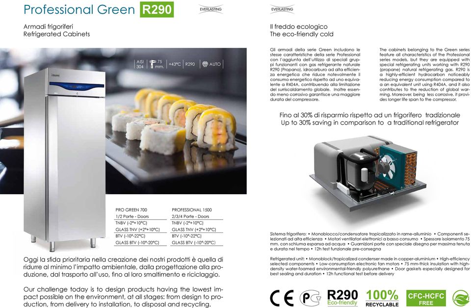 consumo energetico rispetto ad uno equivalente a R404A, contribuendo alla limitazione del surriscaldamento globale. Inoltre essendo meno corrosivo garantisce una maggiore durata del compressore.