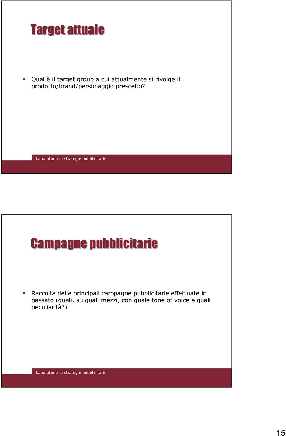 Campagne pubblicitarie Raccolta delle principali campagne