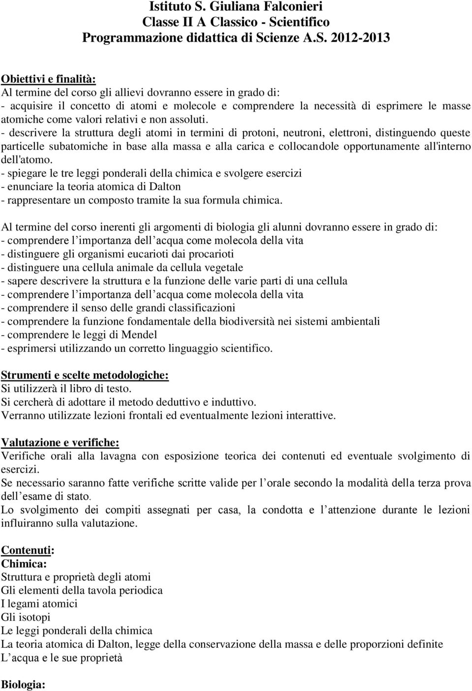 ientifico Programmazione didattica di Sc