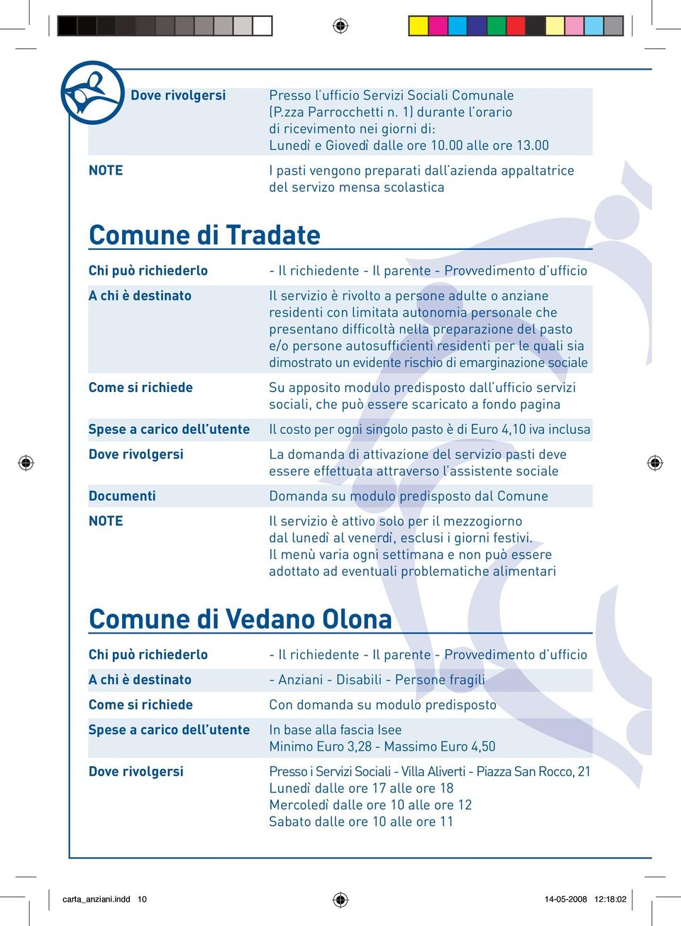 persone adulte o anziane residenti con limitata autonomia personale che presentano difficoltà nella preparazione del pasto e/o persone autosufficienti residenti per le quali sia dimostrato un