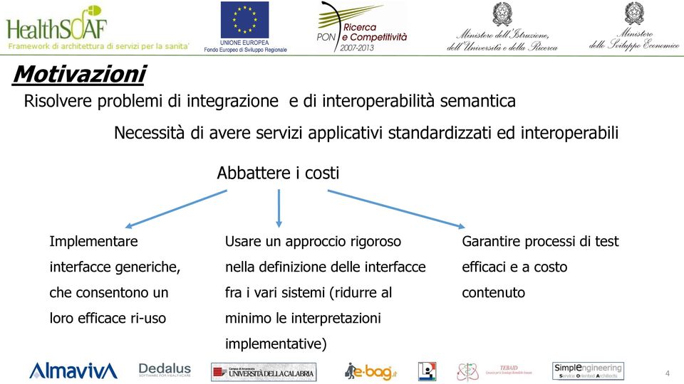 consentono un loro efficace ri-uso Usare un approccio rigoroso nella definizione delle interfacce fra i vari