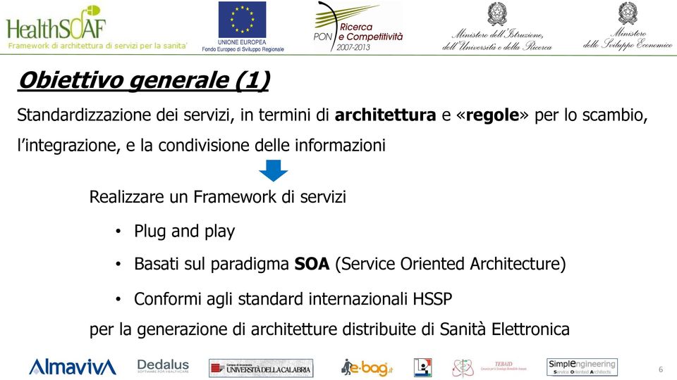 di servizi Plug and play Basati sul paradigma SOA (Service Oriented Architecture) Conformi