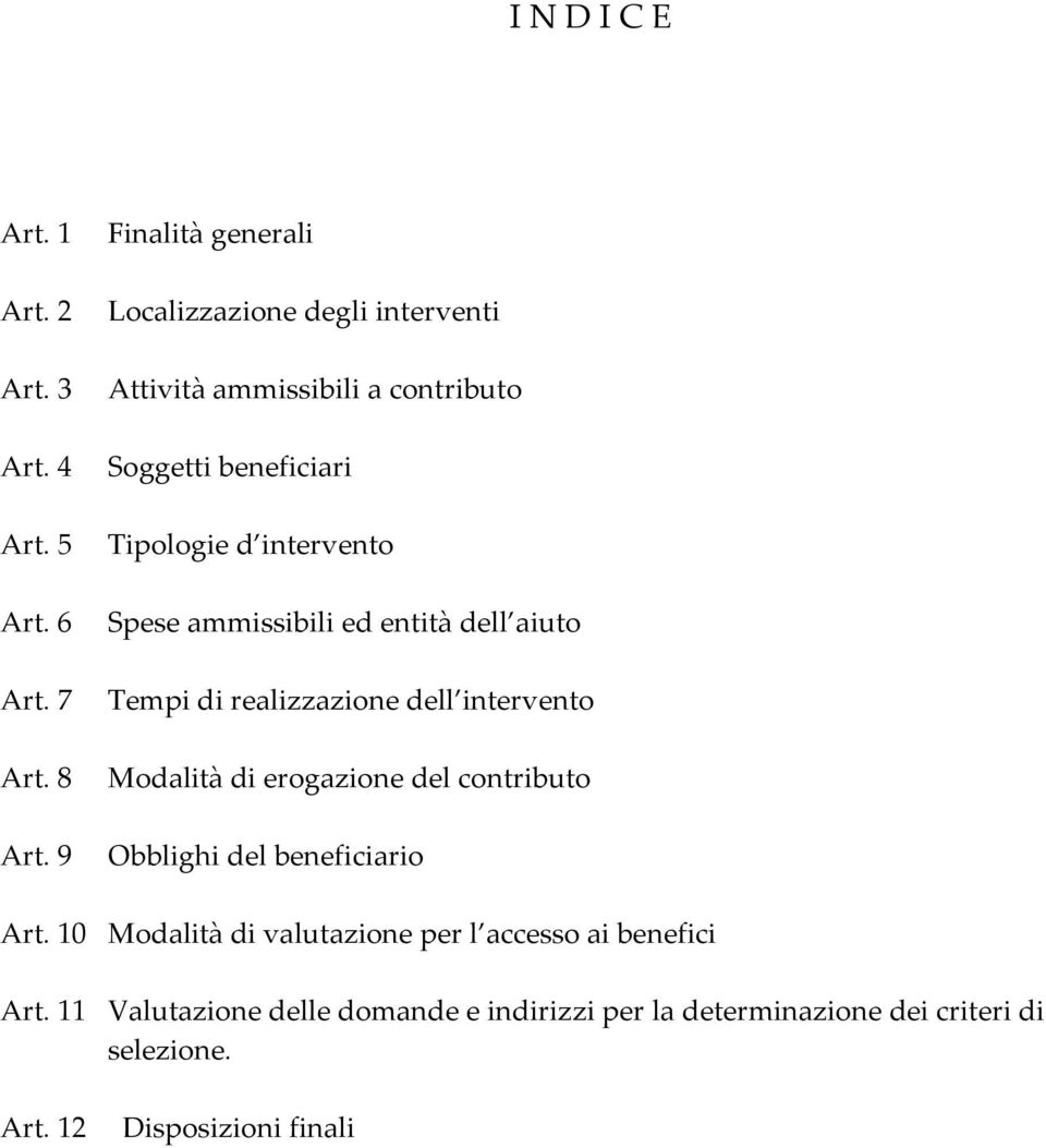 7 Tempi di realizzazione dell intervento Art. 8 Modalità di erogazione del contributo Art. 9 Obblighi del beneficiario Art.