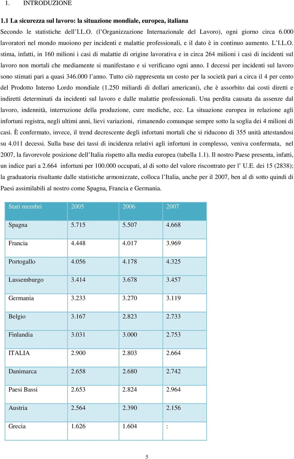 stima, infatti, in 160 milioni i casi di malattie di origine lavorativa e in circa 264 milioni i casi di incidenti sul lavoro non mortali che mediamente si manifestano e si verificano ogni anno.